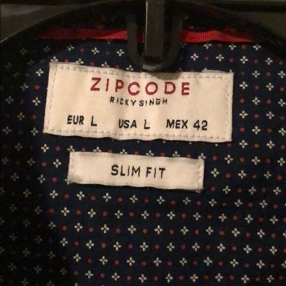 Slim fit button down shirt red white long - Picture 3 of 6